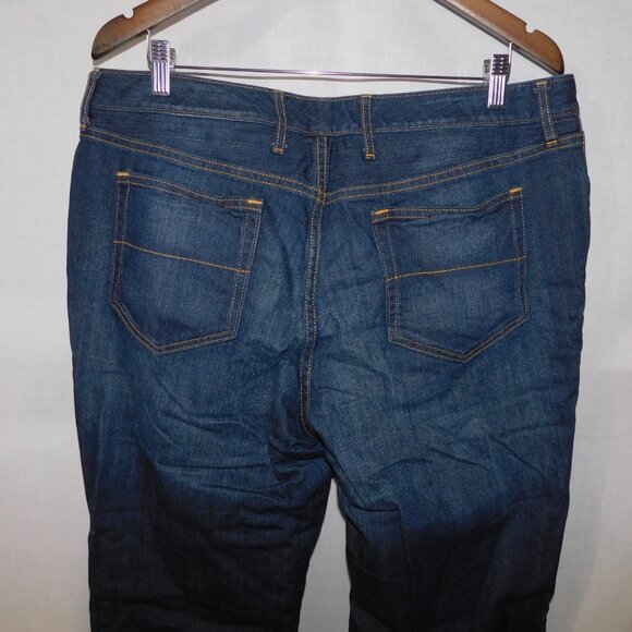 Eddie Bauer Womens 14 Relaxed Boyfriend Red Plaid Flannel Lined dark wash Jeans - Picture 11 of 11